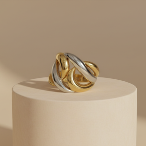 anillo dorado plateado