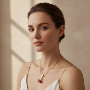 collar corazón cereza
