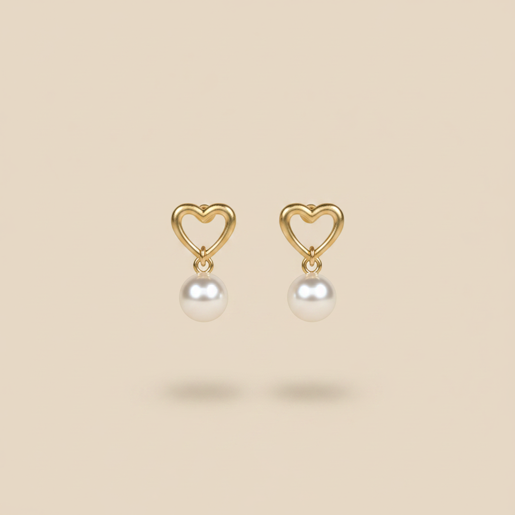 pendientes heart pearl gold pendientes heart pearl gold