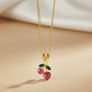 collar corazón cereza