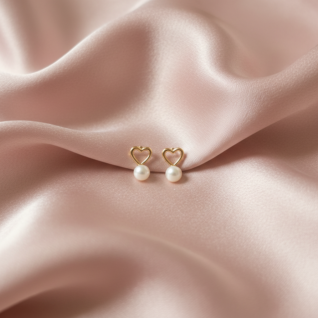 pendientes heart pearl gold pendientes heart pearl gold